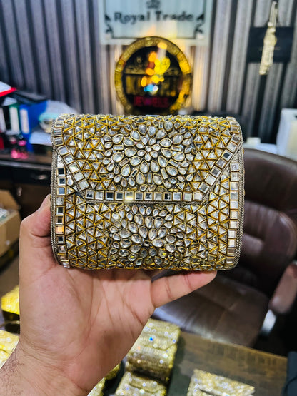 Medium Square Pure Kundan Bag Low Price KK-D