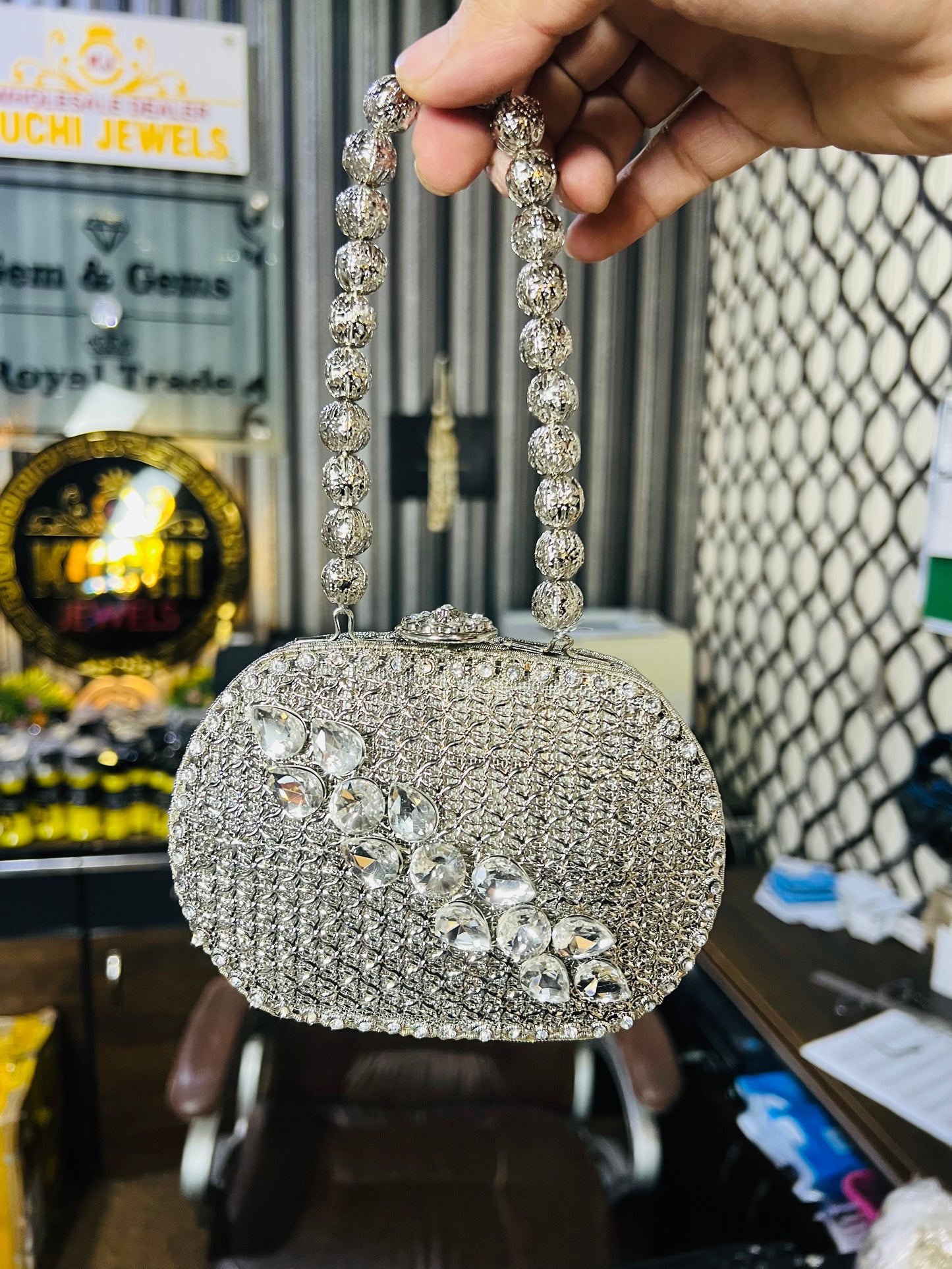 Heer Collection Square Silver Hand Bag-Hani-2