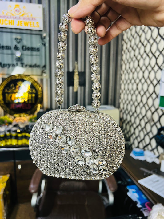 Heer Collection Square Silver Hand Bag-Hani-2