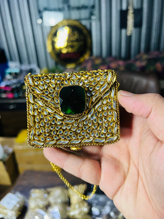 Square Mini Kundan Stone Metal Bag ZC-2