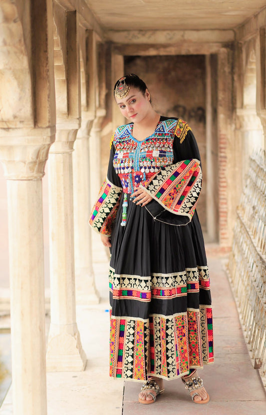 Ethnic Women Afghan Embroidery 3 Piece Dress