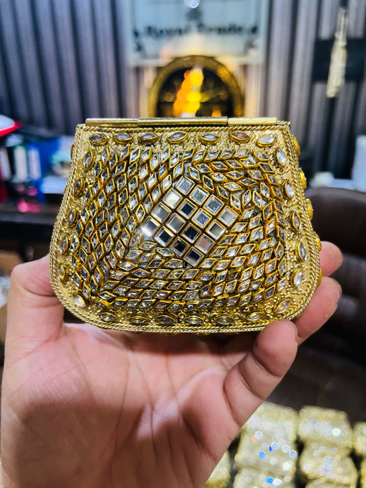 Medium Kundan Gold Bag Round D shape BB-D16