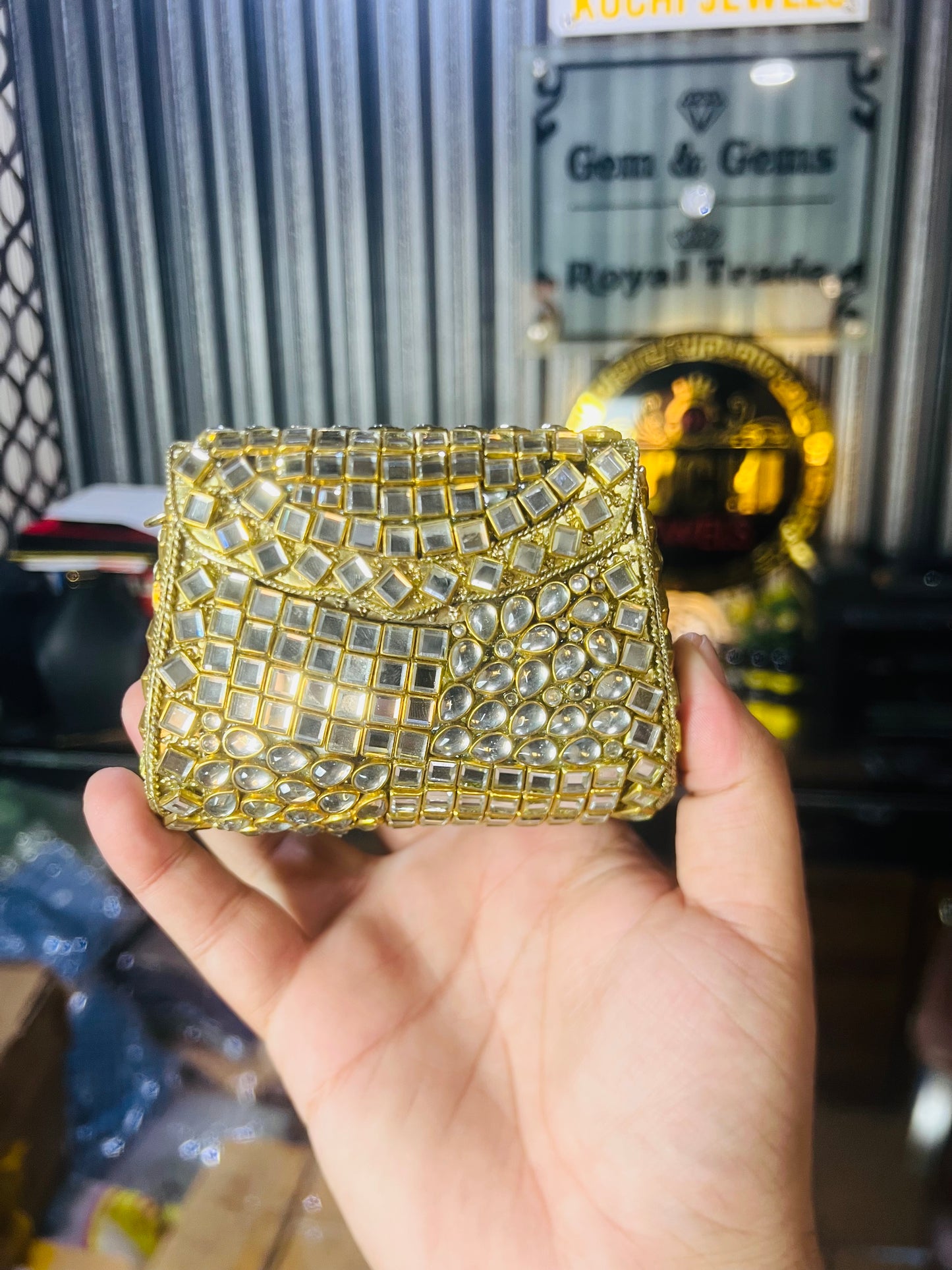 Pure Kundan Shahi Handmade Metal Bag BB-S14