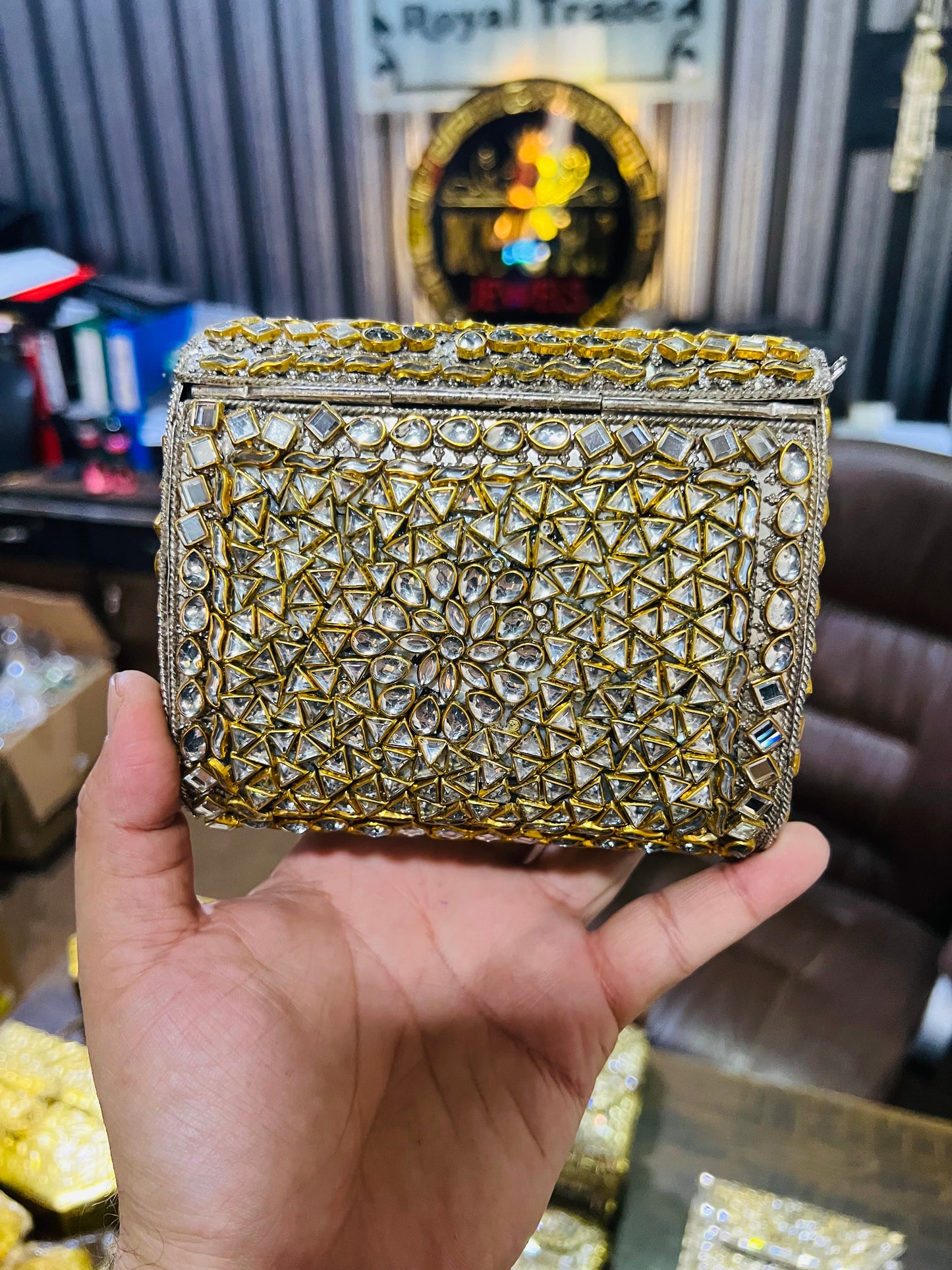 Medium Square Pure Kundan Bag Low Price KK-A