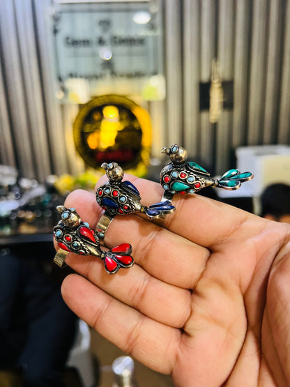 Afghani Trendy Bird Stone Ring Adjustable