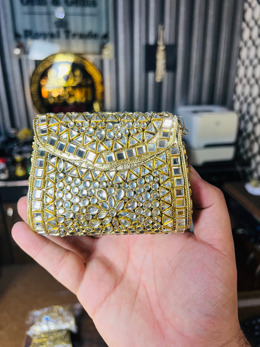 Pure Kundan Shahi Handmade Metal Bag BB-S4