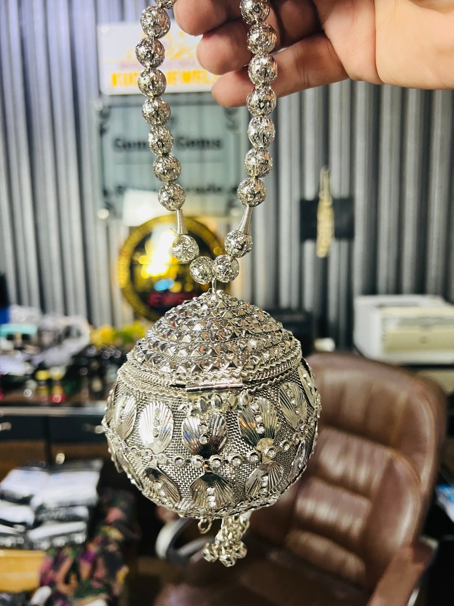 Heer Collection Beautiful Potli Silver Bag-3