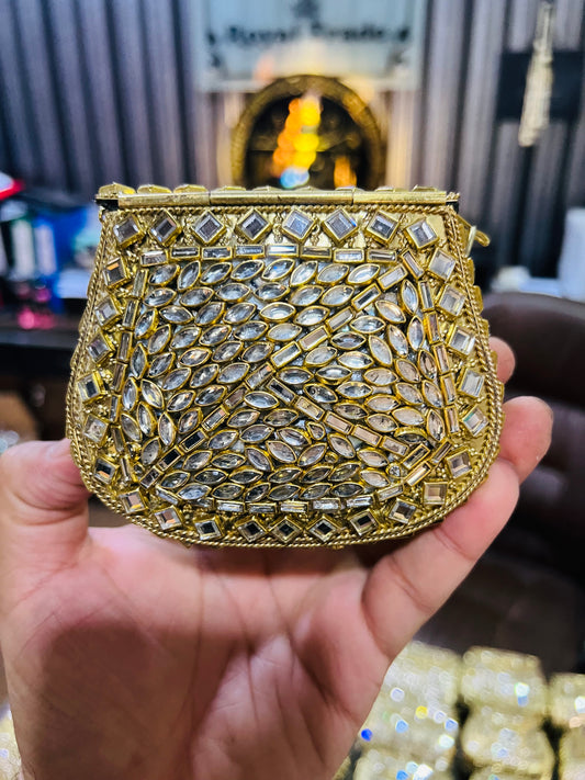 Medium Kundan Gold Bag Round D shape BB-D15