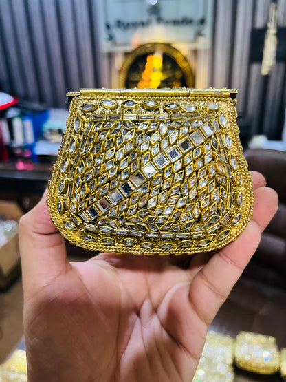 Medium Kundan Gold Bag Round D shape BB-D19