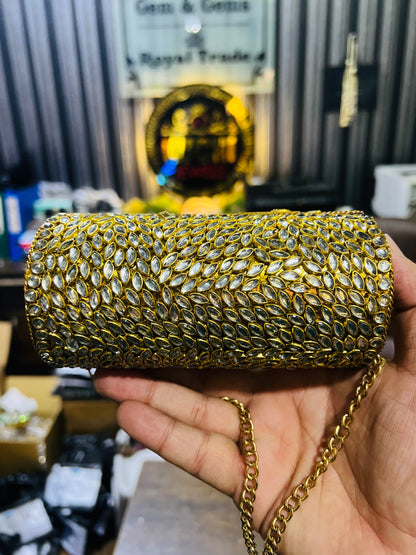 Beautiful Large Kundan Cylinder Bags-G7