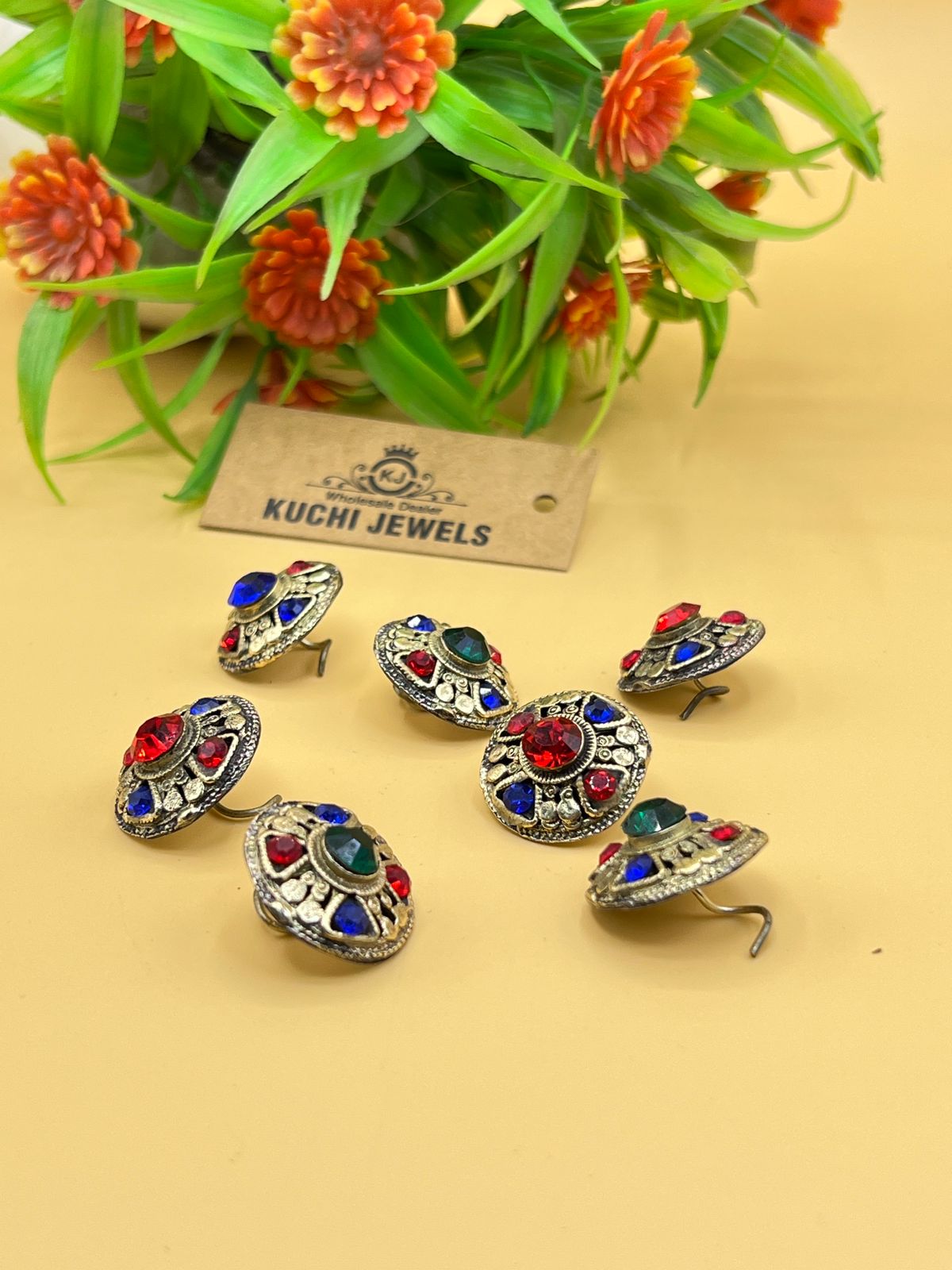 Five Multi Color Stone Nose Pin