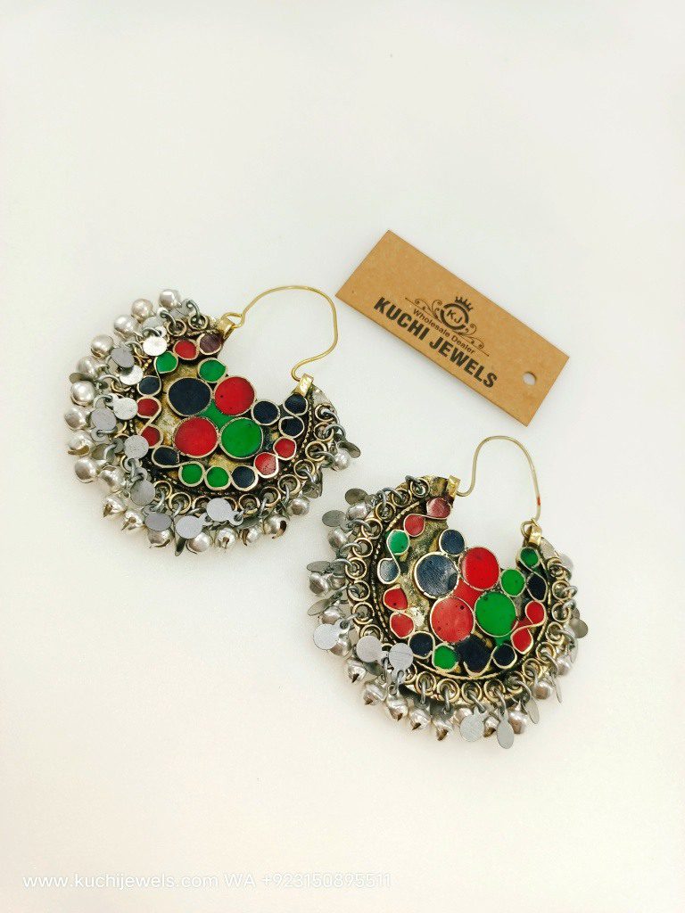 Flat Stone Afghani Multi Ear Rings