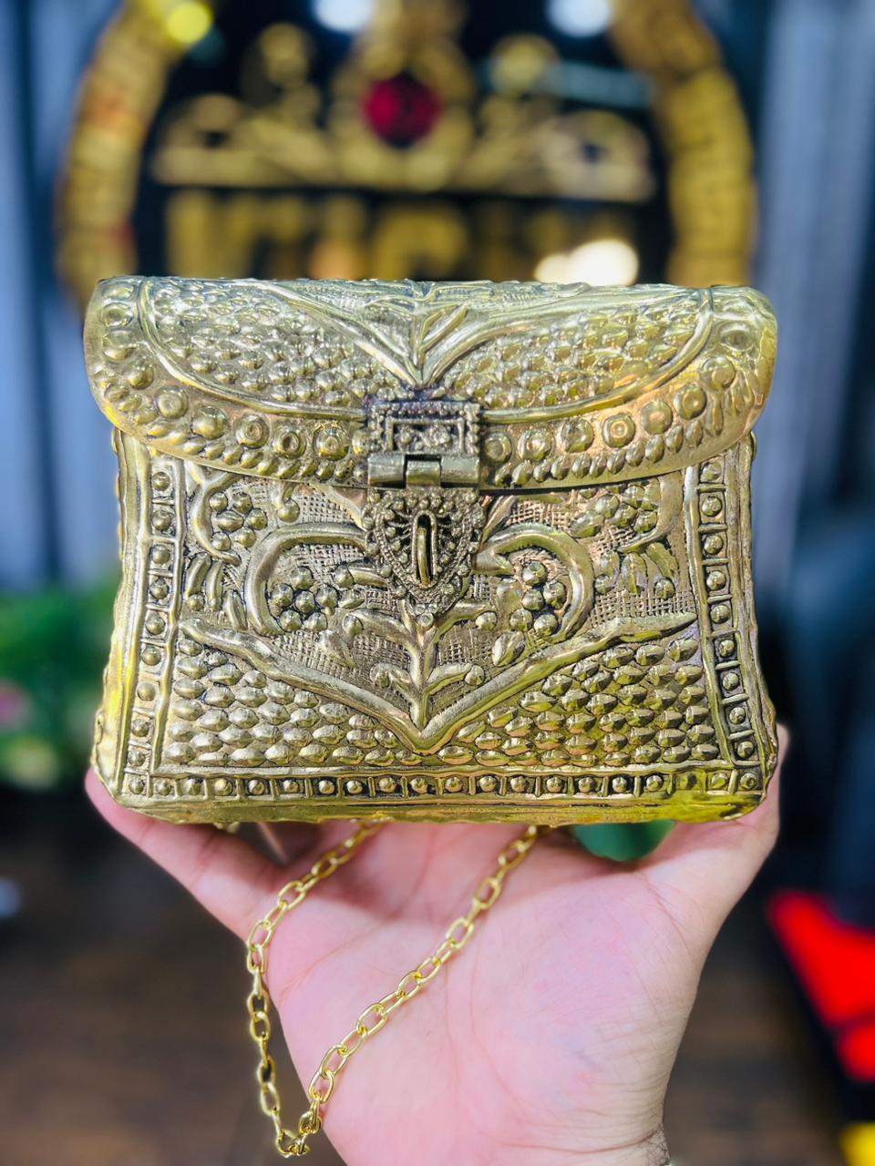 Golden Handmade Indian Metal Bag