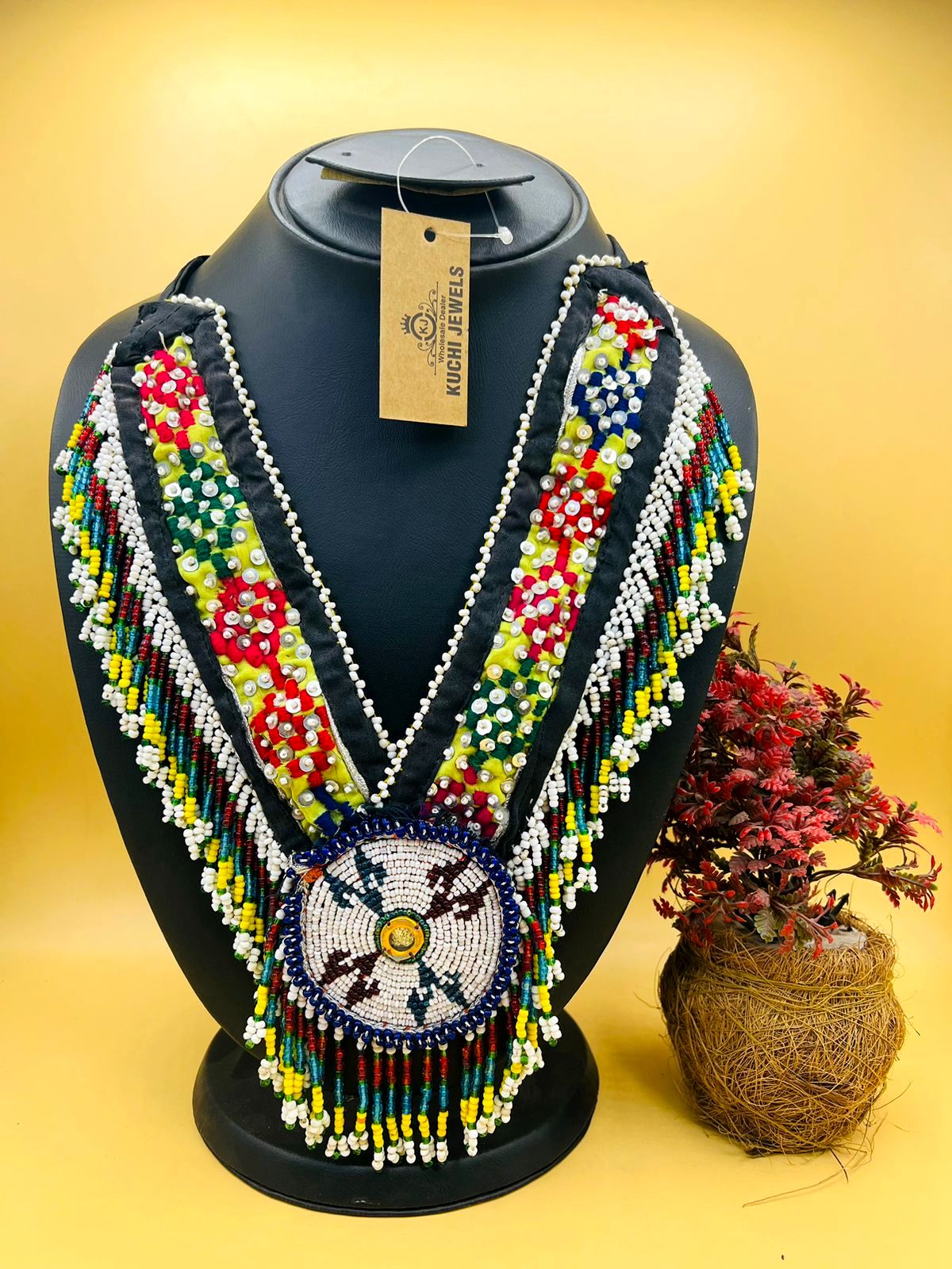 Multicolor - Handmade Thread &  Beadwork Jali Necklace Set