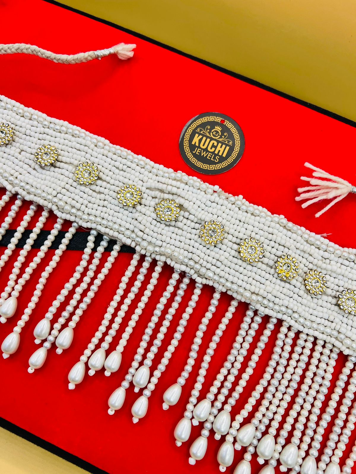 Handmade White Beads And Coins Strings Choker