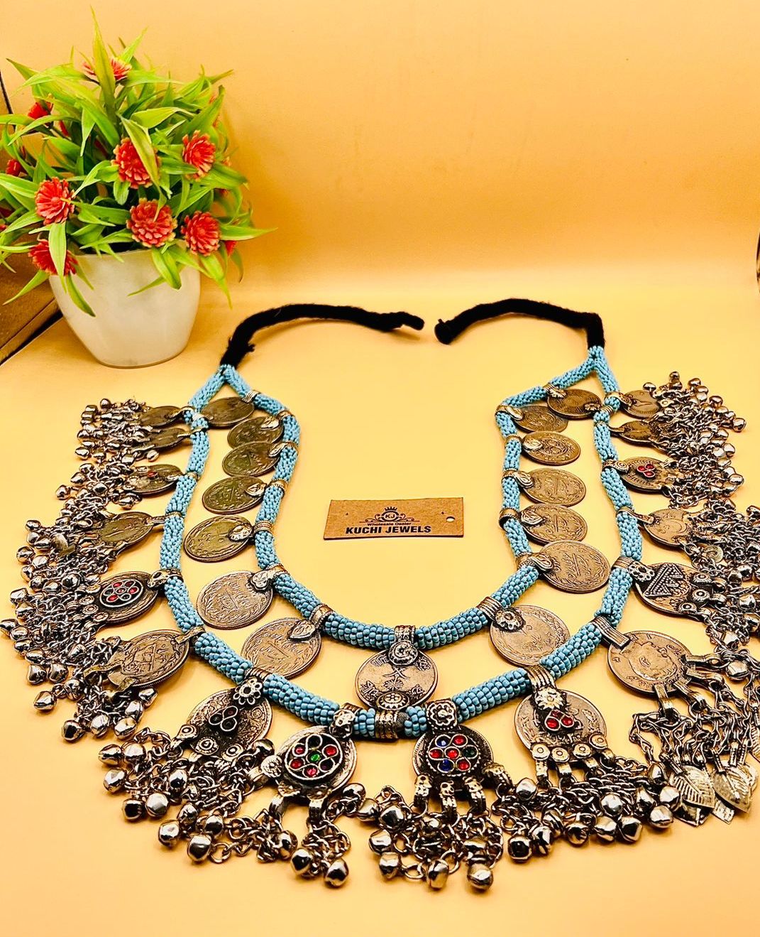 Heavy Vintage Pendants And Turquoise Beads Belt/Necklace