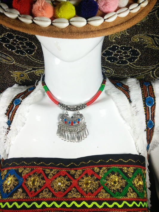 Chokar of Green & Red Cord With Pendant-8