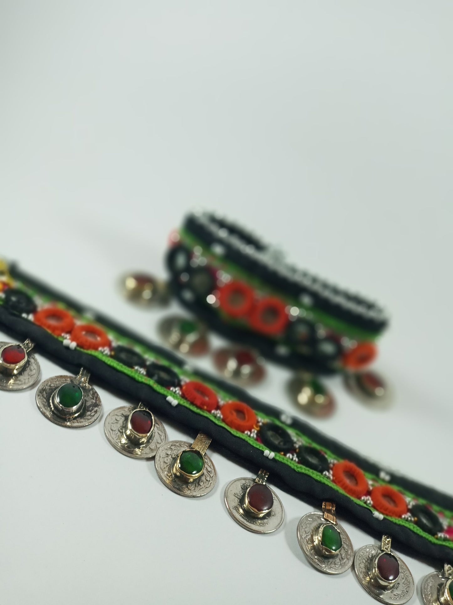 Afghani Fabric &amp; Coins Anklet