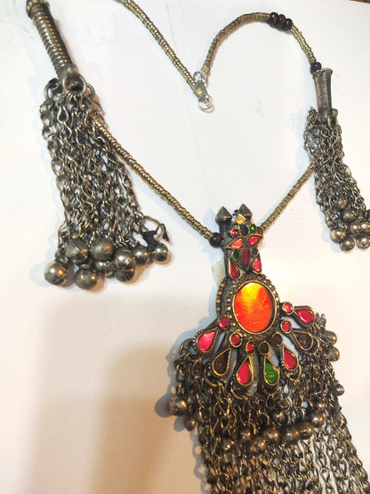 Long Crystal Bells Pendant Necklace