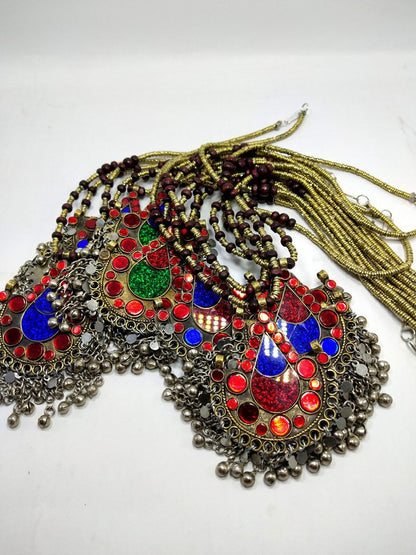 Vintage Boho Pendant & Metal Beads Necklace