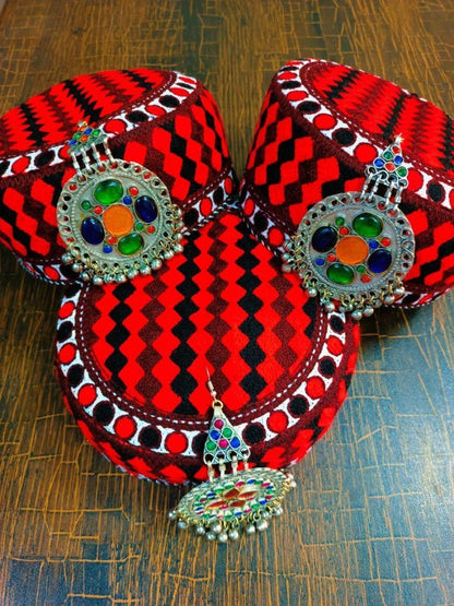 Afghani Cultural Taqiyah Cap with Pendant