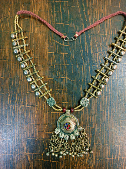 Round Pendant and Bells Gypsy Necklace