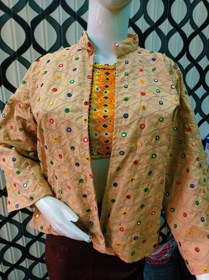 Pakistani Multi Mirror Fabric Open Jacket