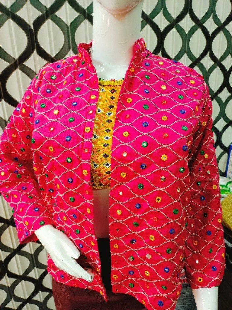 Pakistani Multi Mirror Fabric Open Jacket