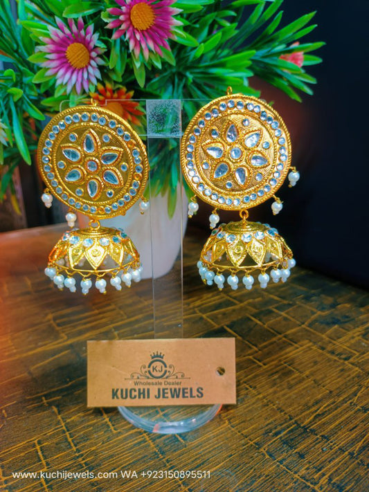 Round Coin And Jhumka Ear Ring