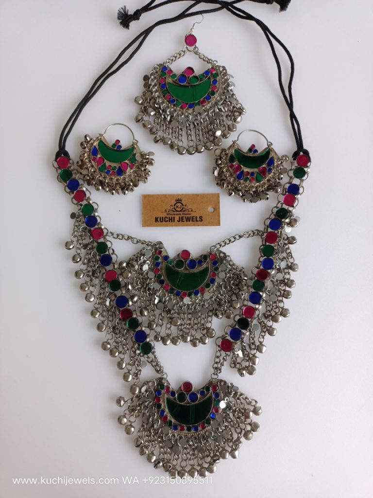 Double Pendant Afghani Necklace Set