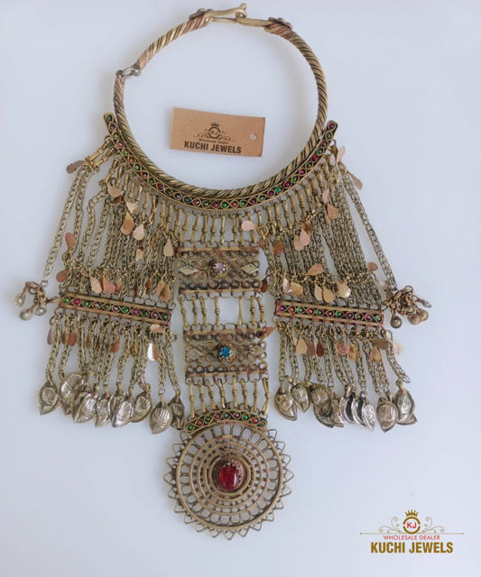 Vintage Long Goldish Tribal Hasli Necklace