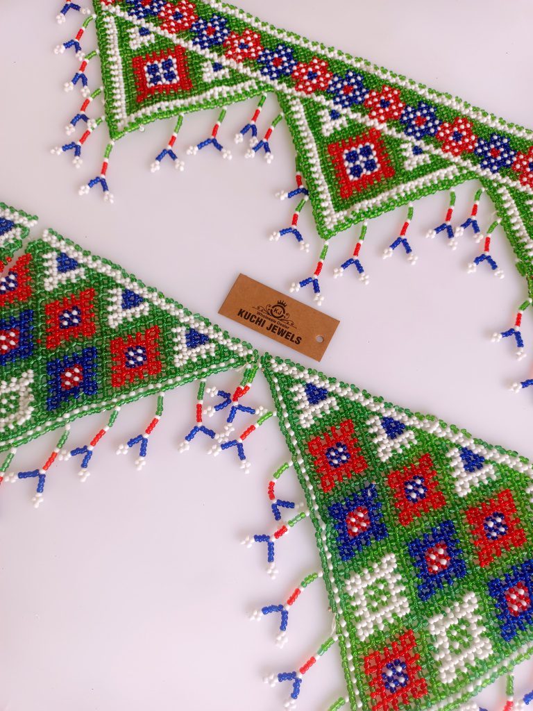 Hand Crafted Afghan Beaded Patches Set