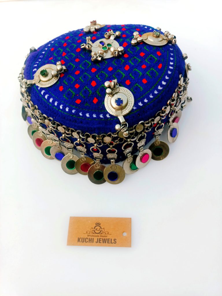 Tikka Coins Metal Accessories Tradtional Cap for Pashtun Ladies