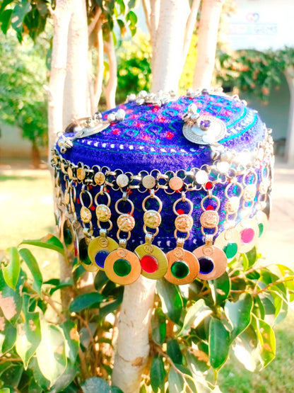 Tikka Coins Metal Accessories Tradtional Cap for Pashtun Ladies