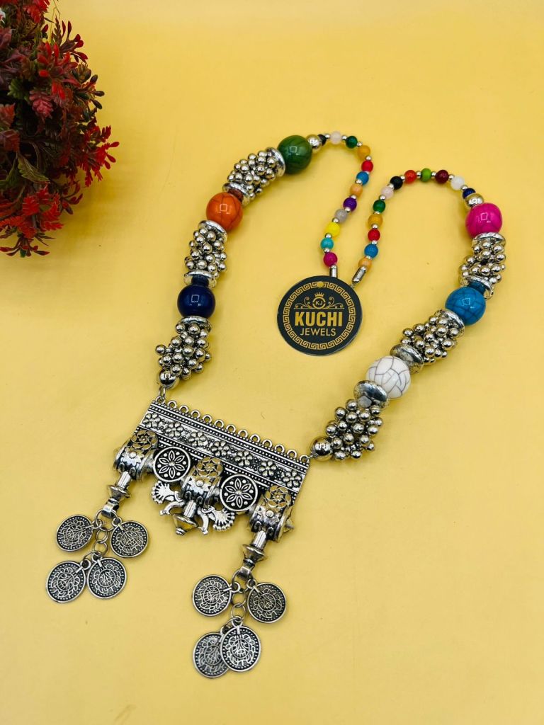 Indian Coin And Silver Beads Necklace