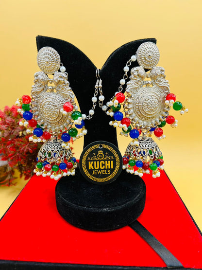 Large Jhumka Multi Beads Earrings