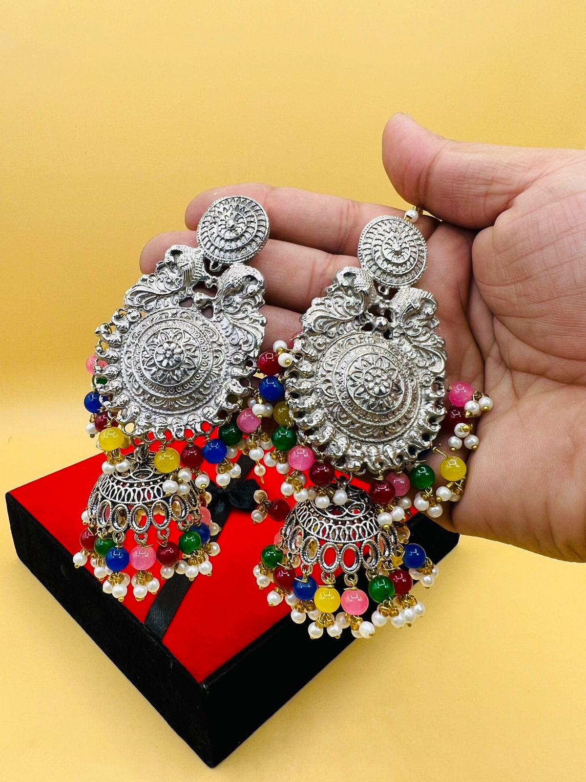 Large Jhumka Multi Beads Earrings