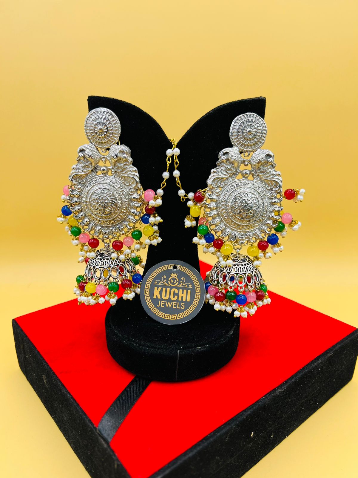 Large Jhumka Multi Beads Earrings