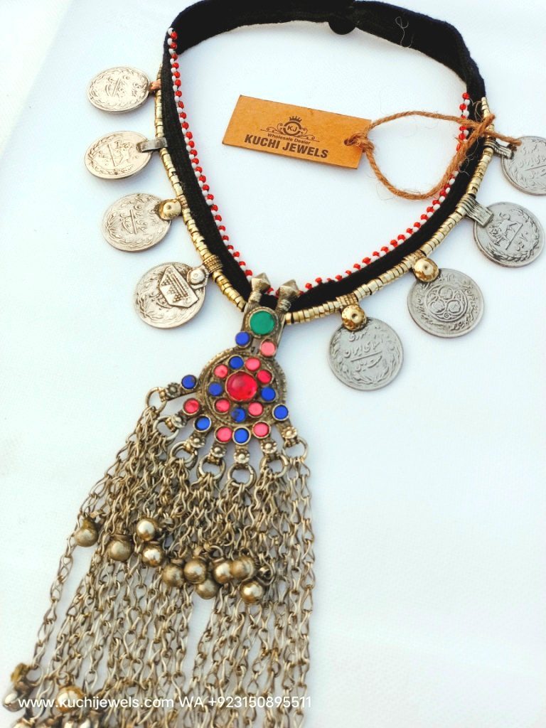 Long Bells and Antique Coins Choker