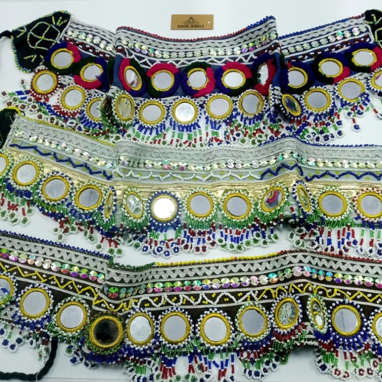 Mirror and Beads Fabric Belt