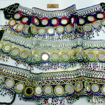 Mirror and Beads Fabric Belt