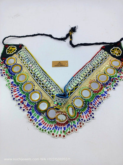 Mirror and Beads Fabric Belt