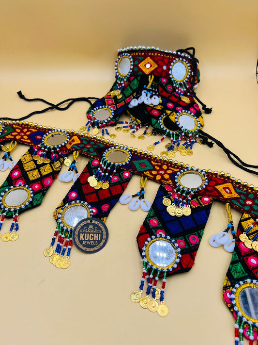 Multi Color 5 Patches Fabric Belt For Women Dress