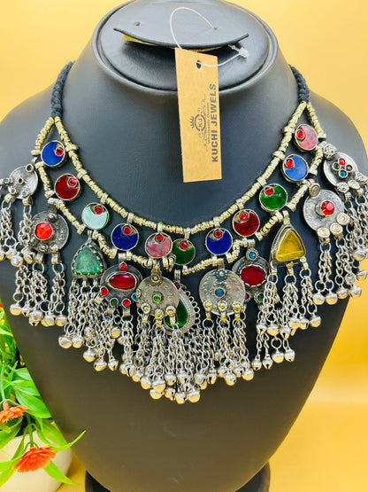 Multi Color And Bell Afghani Necklace