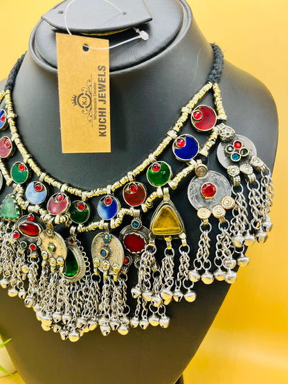 Multi Color And Bell Afghani Necklace