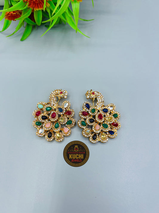 Peacock Stone Work Earrings