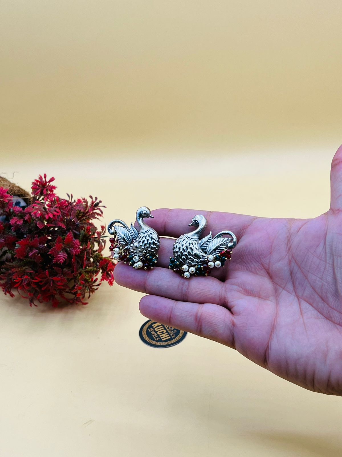 Pigeons Couple Beaded Earring