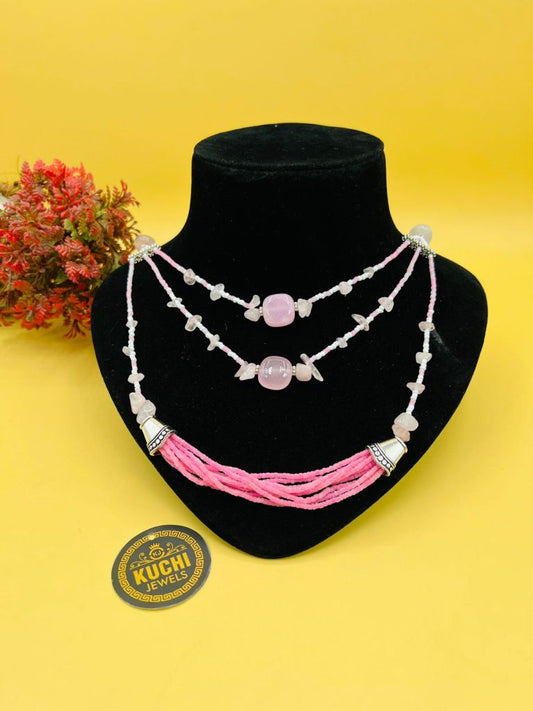 Pink Stone Three Step Long Mala