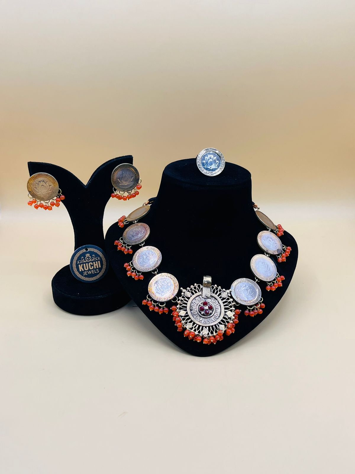 Rose Gold Coins Beaded Necklace Set