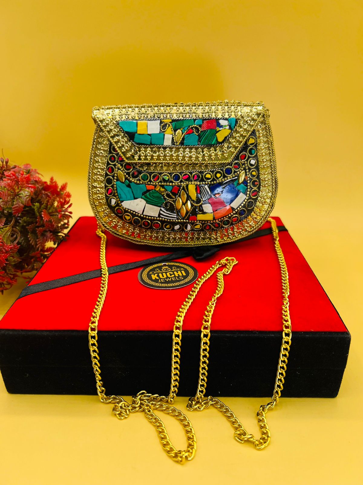 Small Stylish Indian Multi Stone Bags for Girls